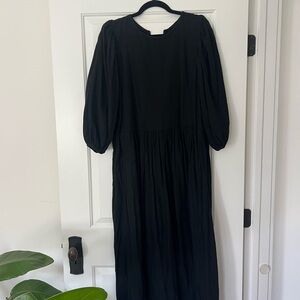 Hansel from Basel Black Puff-Sleeve Cotton Midi Dress – Size 1
